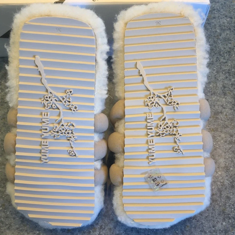 YUME YUME Rare Genuine Shearling Slides Made in Portugal - Picture 3 of 5